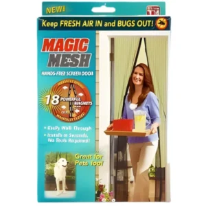 Hands-Free Retractable Magnetic Door Mesh | Magic Mesh Screen Door with Magnetic Closure | Random Colors
