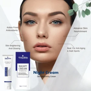 Gluta White Night Cream | Advanced Brightening & Anti-Aging Formula with Glutathione & Vitamins (50ml)
