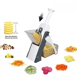 Brava Spring Vegetable Slicer Chopper | Manual Mandoline Cutter Grinder | Multi-Function Fruit & Vegetable Slicer