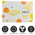 Smart Watch Ultra U.S.E | 9-in-1 Fitness Tracker with Heart Rate Monitor, Sleep Tracker & Free AirPods | High-Resolution Touchscreen, Water-Resistant & Bluetooth 5.0