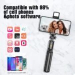 R1s Bluetooth Selfie Stick Tripod with Remote | 360° Foldable Phone & Action Camera Stand with LED Light